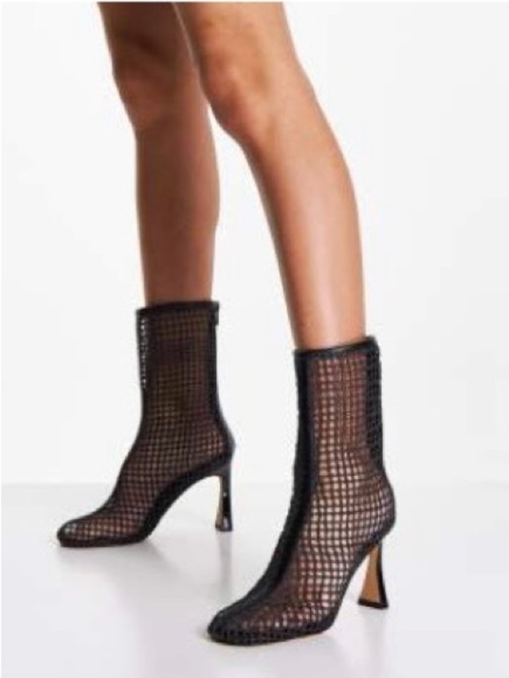 ASOS Black Mesh Stiletto Ankle Boots